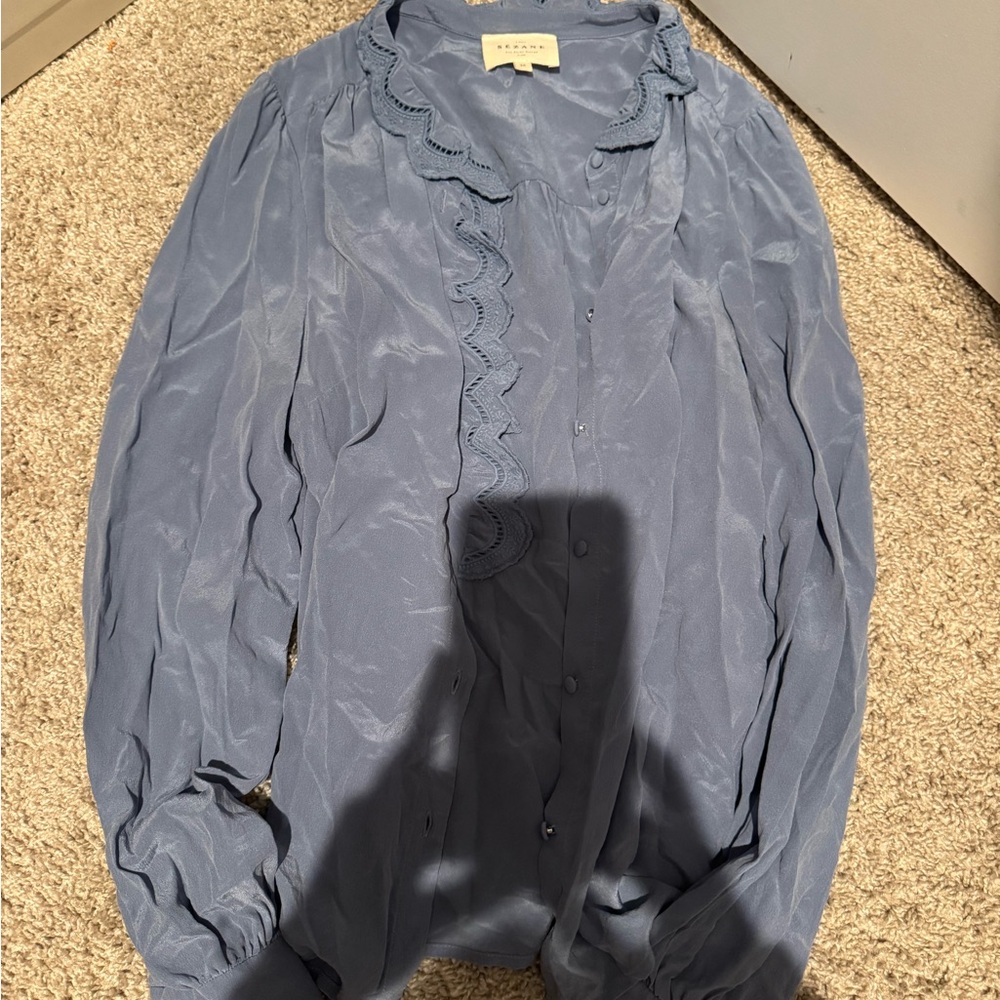 Sezane Blue Button Down Shirt